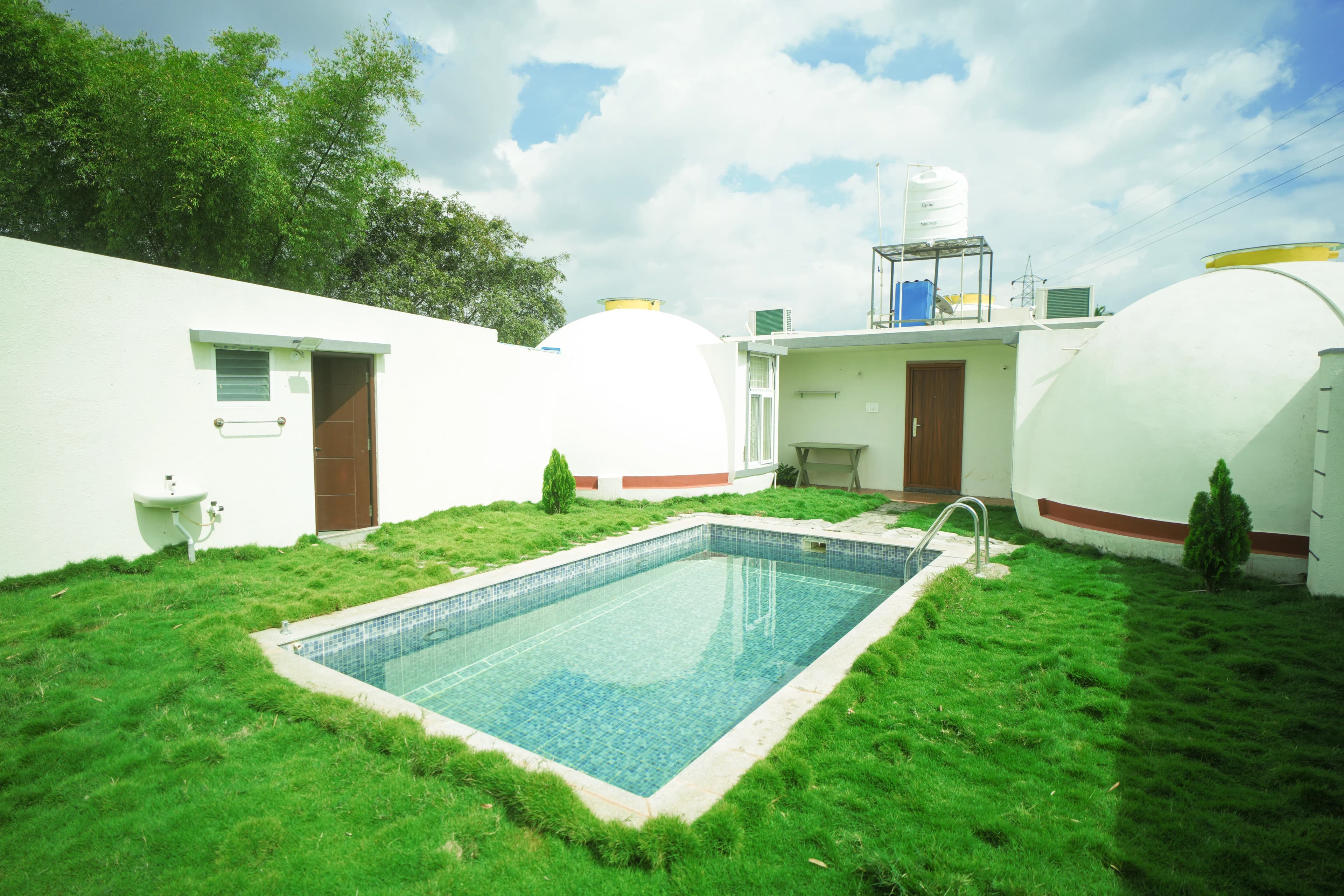 Courtyard pool beside the dome villa at Q Farm